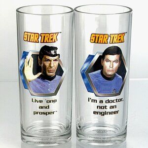 Star Trek Glasses Set, Spock & Dr. McCoy, 2011 Vandor Barware